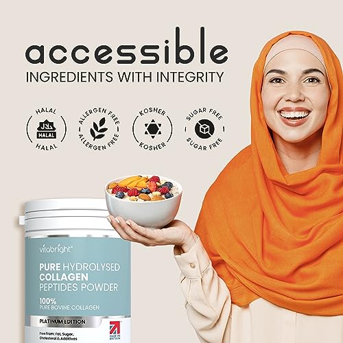 Bovine Collagen Peptides Powder 500g - 50 Servings - 100% Pure, Hydrolysed, Type 1 & 3-19 Amino Acids VitaBright