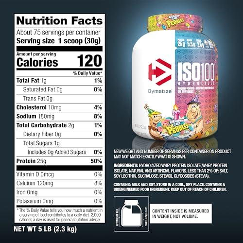 Dymatize ISO100 Hydrolyzed Protein Powder, 100% Whey Isolate Protein, 25g of Protein Dymatize