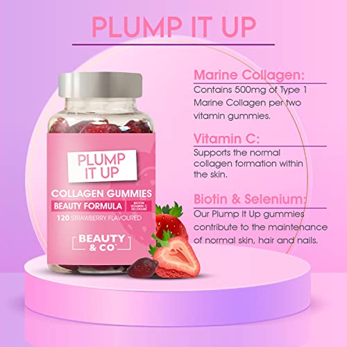 Beauty & Co Collagen Gummies by - 120 Marine Collagen Gummies with Biotin, Vitamin C & Selenium (120) Beauty & Co