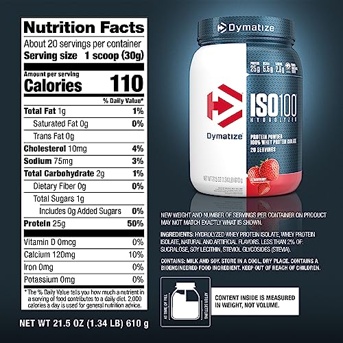 Dymatize ISO100 Hydrolyzed Protein Powder, 100% Whey Isolate Protein, 25g of Protein Dymatize