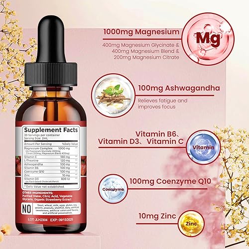 Triple Magnesium Complex Supplement, Magnesium Glycinate, Blend, Citrate Liquid Drops dilib