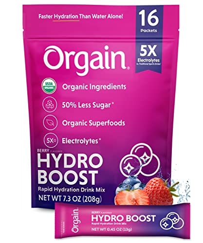 Orgain Organic Hydration Packets, Electrolytes Powder - Berry Hydro Boost