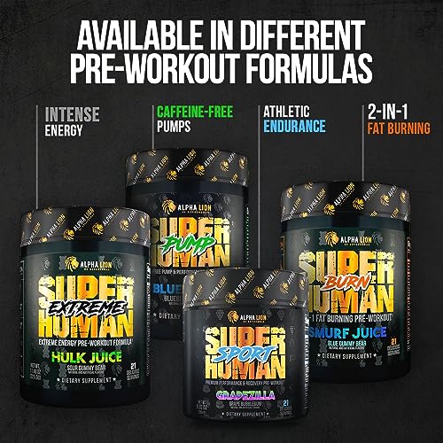 ALPHA LION Superhuman Pre Workout Powder, Beta Alanine, L-Taurine & Tri-Source ALPHA LION