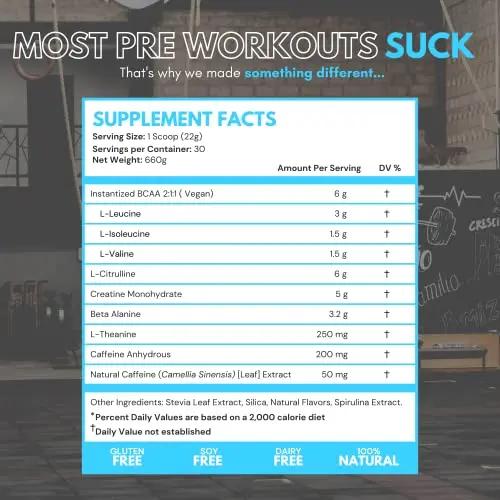 TEDCo Pre Workout Powder - All Natural Preworkout for Men, Zero Artificial Sweeteners TEDCo