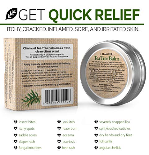 TEA TREE OIL BALM -100% All Natural | Great Cream for Soothing Irritations like Eczema Chamuel