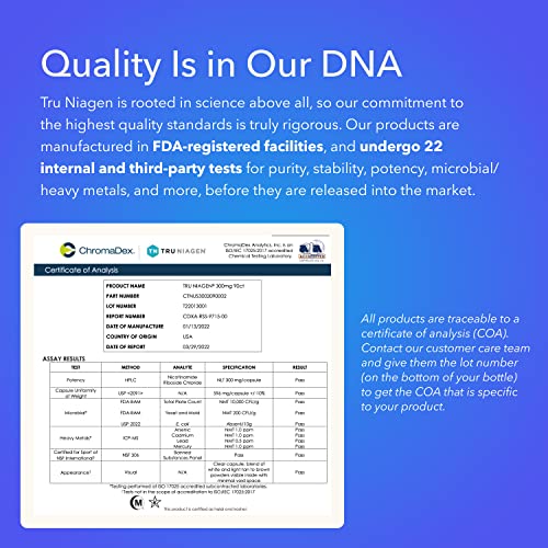 TRU NIAGEN - Patented Nicotinamide Riboside NAD+ Supplement. NR Supports Cellular TRU NIAGEN