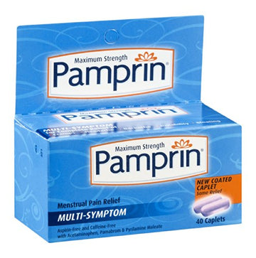 Pamprin Maximum Strength Multi-Symptom Menstrual Relief Tablets, 40-Count Boxes (Pack of 3)