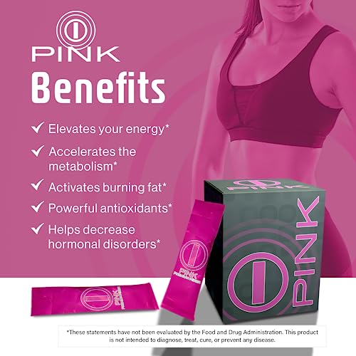 Energy Drink Powder, bHIP Pink for Women 30 Drink Mix Packets. Energy Supplements b:hip