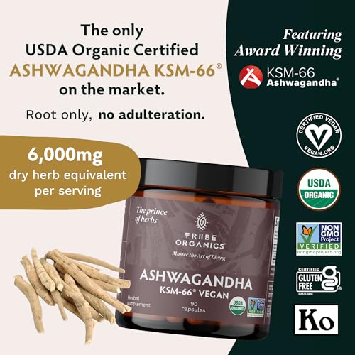TRIBE ORGANICS Vegan Ashwagandha KSM 66 Pure Organic Root Powder Extract Ayurvedi TRIBE ORGANICS