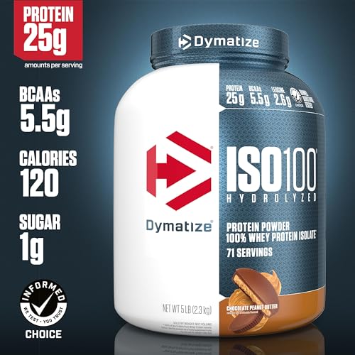 Dymatize ISO 100 Whey Protein Powder with 25g of Hydrolyzed 100% Whey Isolate Dymatize