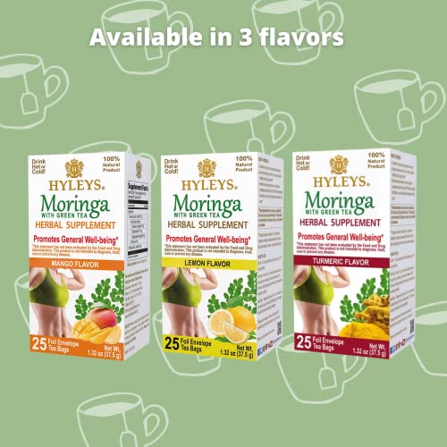 Hyleys Tea Moringa Oleifera with Mango Flavor - 50 Tea Bags (6 Pack - 300 Tea Bags total) (Miracle Tree Tea) HYLEYS