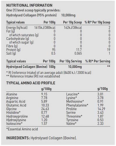 Hydrolysed Collagen Powder (Bovine) - High Protein Grass Fed Unflavoured Peptides The Intelligent Health