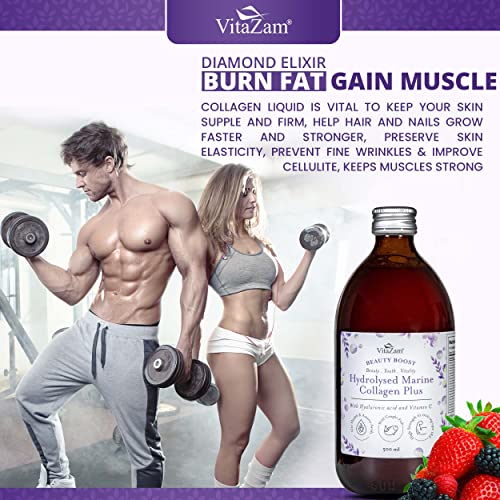Diamond Elixir Marine Liquid Collagen Type 1 & 3 Hydrolysed Collagen Peptides 10000mg VitaZam