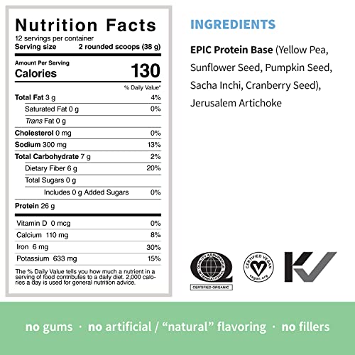 Sprout Living, Epic Protein, Plant Based Protein & Superfoods Powder, Original, Unflavored Sprout Living