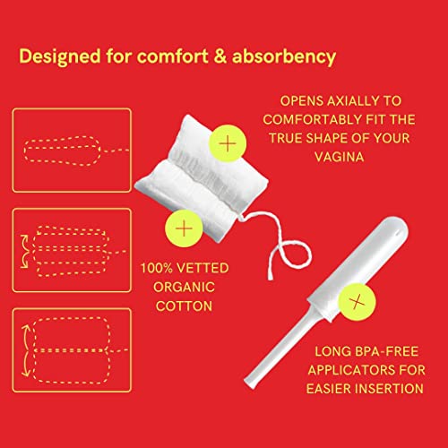 August Organic Cotton Tampons, Light tampons, BPA Free Long Applicators, Non-Toxic Organic tampons August