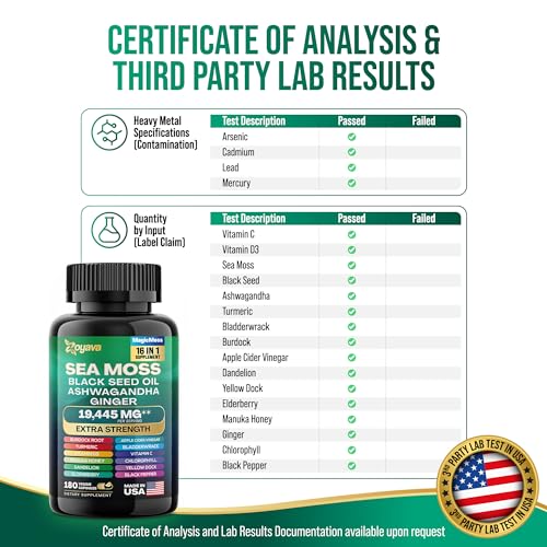 Sea Moss 7000mg Black Seed Oil 4000mg Ashwagandha 2000mg Turmeric 2000mg Zoyava