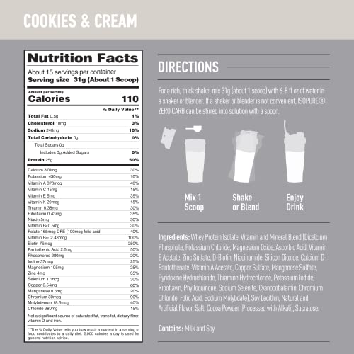 Isopure Protein Powder, Zero Carb Whey Isolate, Gluten Free, Lactose Free, 25g Protein Isopure