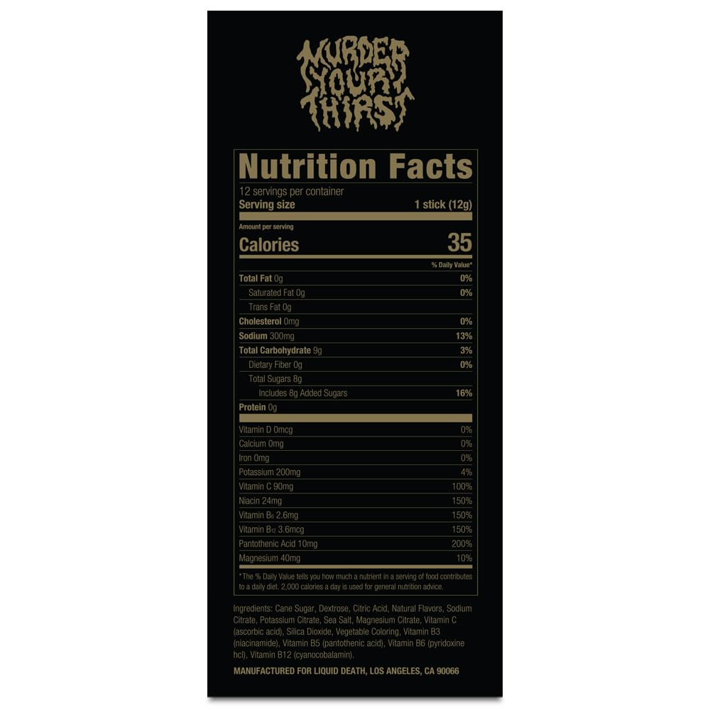 Liquid Death Electrolyte Death Dust - Hydration Powder Packets - 3 Flavors - 12-Stick Liquid Death