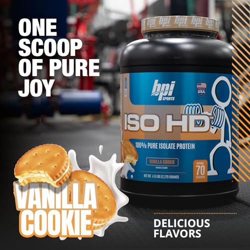 BPI Sports ISO HD Isolate Protein Vanilla Cookie, 76.8 oz - 69 Servings BPI Sports
