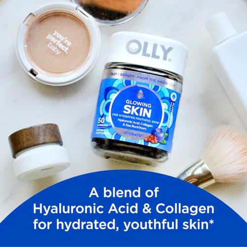OLLY Glowing Skin Gummy, 25 Day Supply (50 Count), Plump Berry, Hyaluro OLLY