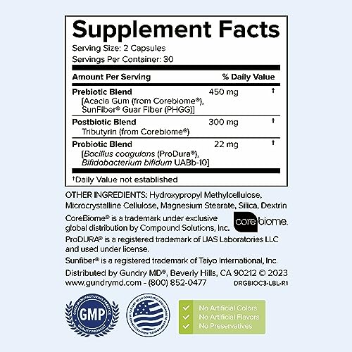 Gundry MD® Bio Complete 3 - Prebiotic, Probiotic, Postbiotic to Support Optimal Gut Health Gundry MD