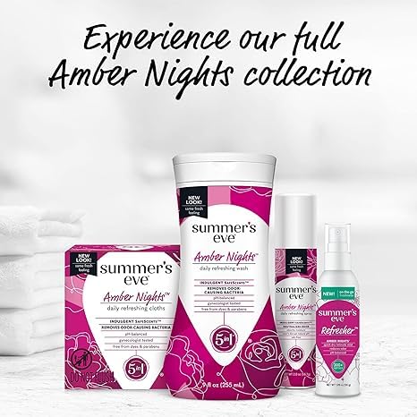 Summer's Eve Refresher Mist, Feminine Spray Reduces Odor, Amber Nights, Body Spray for Women Summer's Eve