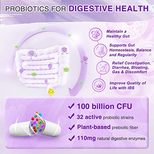 Probiotics for Women Digestive Health with Enzymes & Prebiotics 100 Billion | Vaginal Probiotics ZEBORA