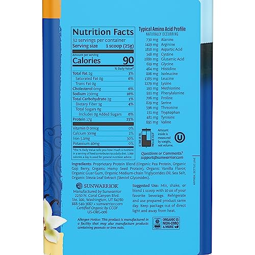 Vegan Protein Powder Plant-based Protein Powder USDA Organic | BCAA Amino Acids Sunwarrior