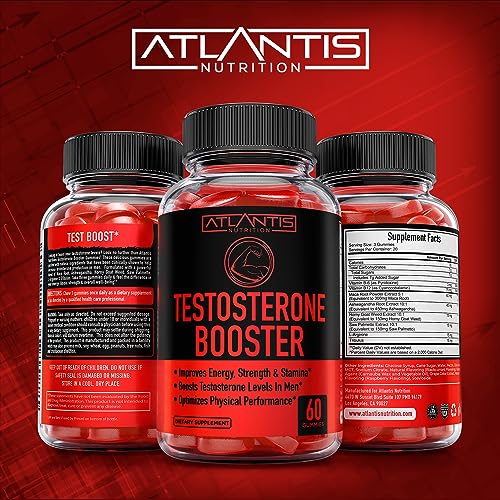 Testosterone Booster For Men Gummies - Enhances Strength & Stamina - Optimizes Physical Atlantis Nutrition
