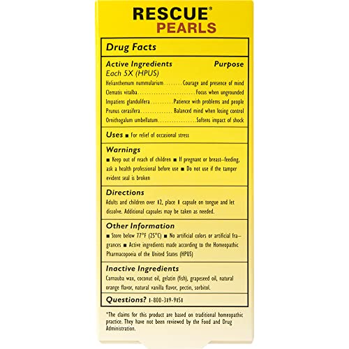 Bach RESCUE PEARLS, Natural Orange Vanilla Flavor, Natural Stress Relief, Homeopathic Flower Essence RESCUE