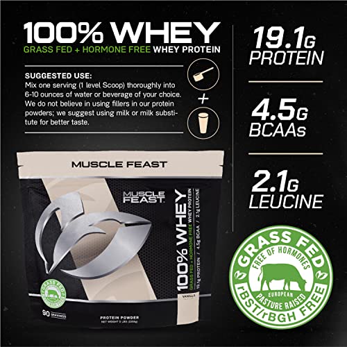 Muscle Feast 100% Grass-Fed Whey Protein, Pastured Raised Hormone Free All Natural Muscle Feast