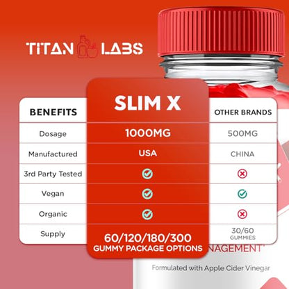 (2 Pack) SlimX Keto ACV Gummies, SlimX Keto ACV Advanced Weight Loss 1000MG Apple