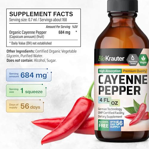 MAUWE HERBS Cayenne Pepper Supplement - Organic Cayenne Pepper Tincture MAUWE HERBS