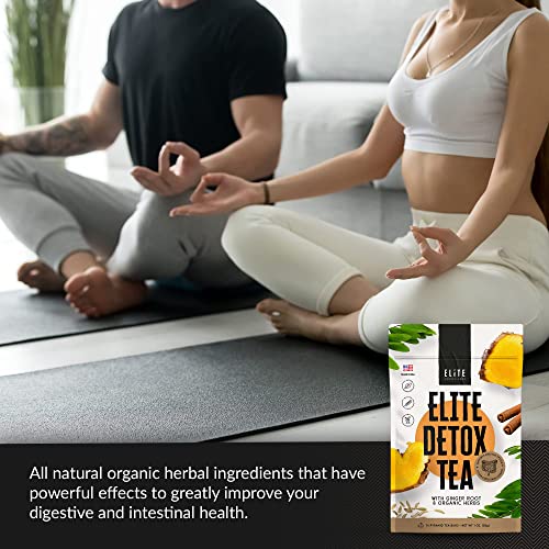 Elite Detox Tea: Natural Organic 7-Herbal Blend for Gentle Cleansing as Needed. Bloating Tea Elite Source Labs