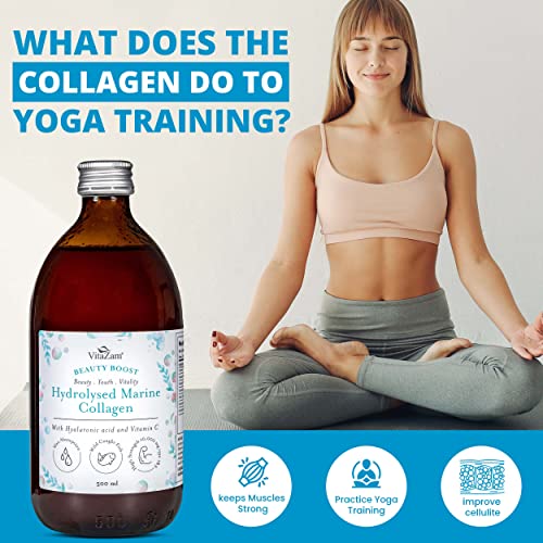 VitaZam Marine Collagen Liquid 10000mg with Hyaluronic Acid, Hydrolysed Peptide, Biotin for Hair, Skin, Nails, Joint, and Muscles, 500 ml VitaZam