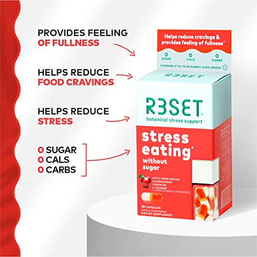 R3SET Stress Eating Daily Supplement Capsules – Apple Cinnamon – 28ct R3SET