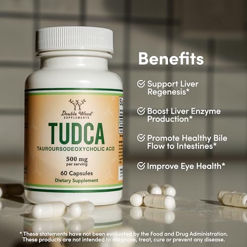 TUDCA Bile Salts Liver Support Supplement, 500mg Servings, Liver and Gallbladder Double Wood Supplements