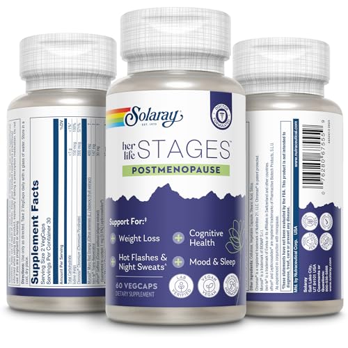 Solaray Postmenopause her Life Stages - Post Menopause Supplements for Women with Resveratrol