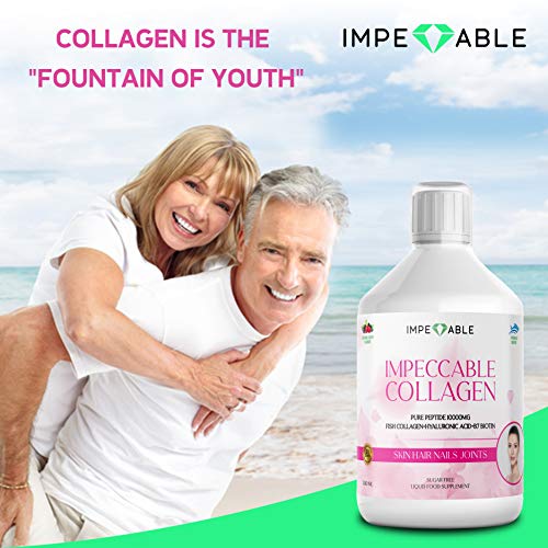 IMPECCABLE Collagen 10.000mg hydrolyzed Sugar Free Liquid Marine Collagen | Supplements for Women and Men Impeccable