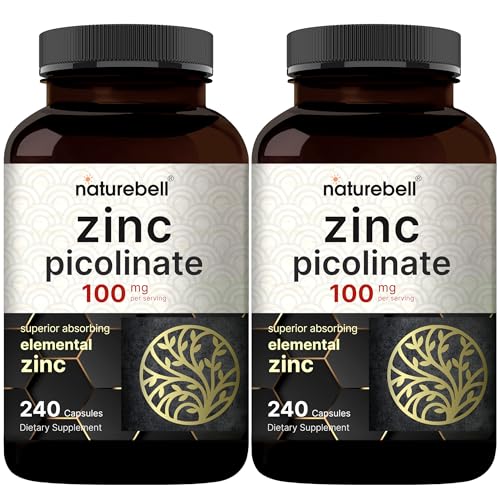 NatureBell Zinc Picolinate 100mg, 480 Count Capsules - Supports Immune System 