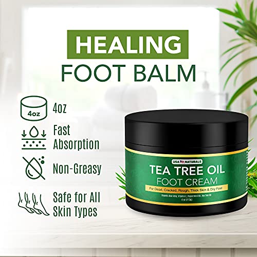 Tea Tree Oil Foot Cream For Dry Cracked Heels Repair - Natural Foot Cream For Dry Cracke USA Naturals