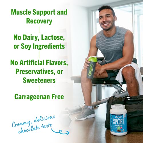 Orgain Organic Sport Vegan Protein Powder, Chocolate - 30g Plant Based Protein Orgain