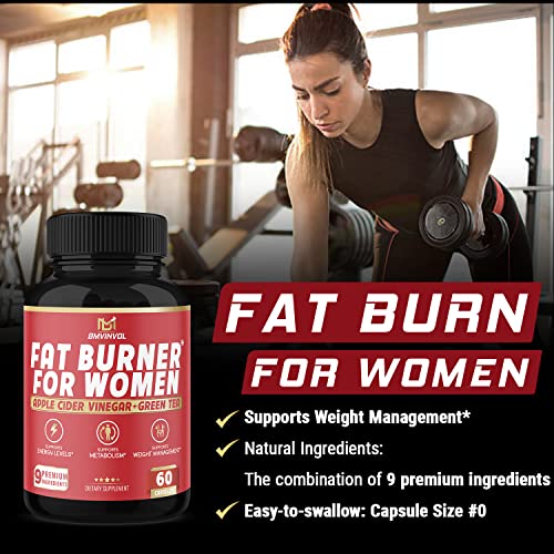 Fat Burner for Women, 9-in-1 Powerful Blend of Apple Cider Vinegar, Green Tea, Garcinia Cambogia BMVINVOL
