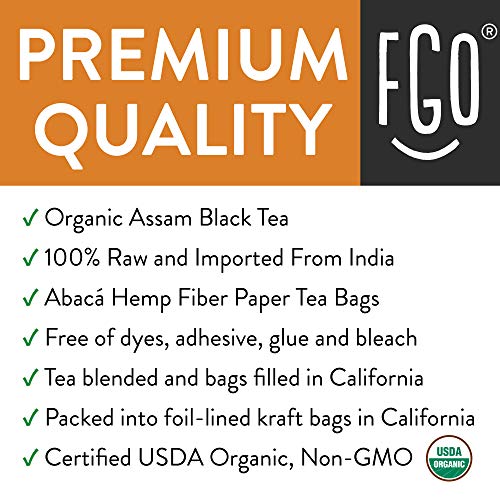 FGO Organic Assam Tea, Eco-Conscious Tea Bags, 100 Count, Packaging May Vary FGO