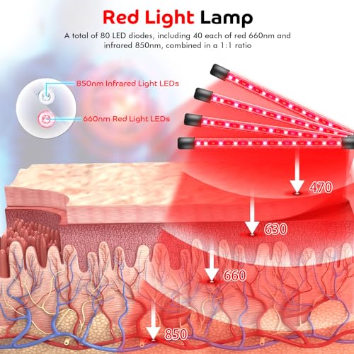 Devowellte Red Light Lamp for Face, 80 LEDs Red Light Lamp Height Free Adjustment Infrared Light Devowellte