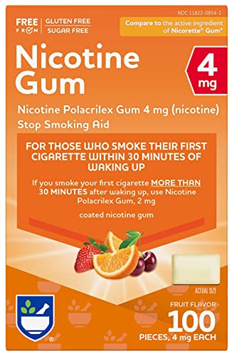 Rite Aid Nicotine Gum, 4 mg - 100 Count | Quit Smoking Aid | Nicotine Rite Aid