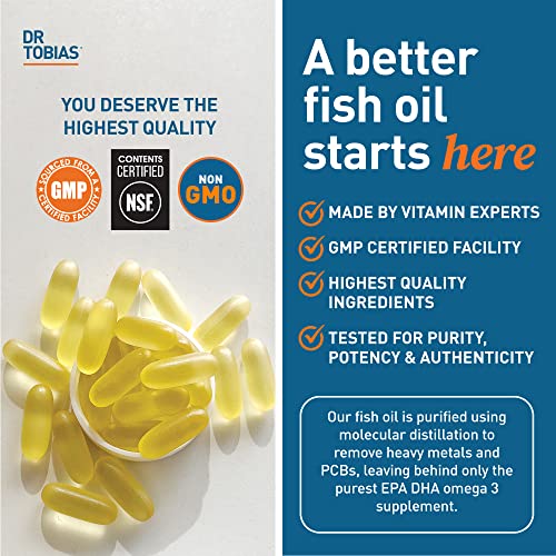 Dr. Tobias Omega 3 Fish Oil, 800 mg EPA 600 mg DHA Omega 3 Supplement for Heart Dr. Tobias