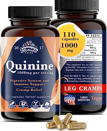 Leg Cramps Support Organic Pills - 1000 mg - Quinine Tablets for Cramp Defense 