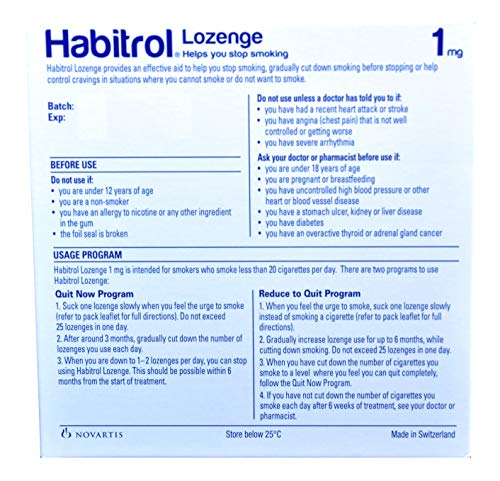 Habitrol Nicotine Lozenge Mint Flavor 216 Lozenges (1mg) Habitrol