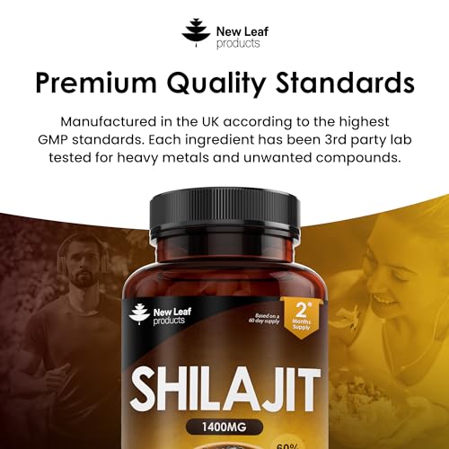 Shilajit Capsules 1400mg 60% Fulvic Acid Pure Shilajit - High Strength Himilayan Shilajit NEW LEAF PRODUCTS